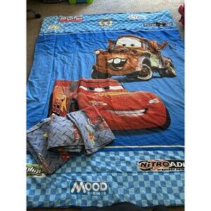 Disney Pixar Cars Lightning McQueen Mater Twin Comforter, Fitted Fleece Set